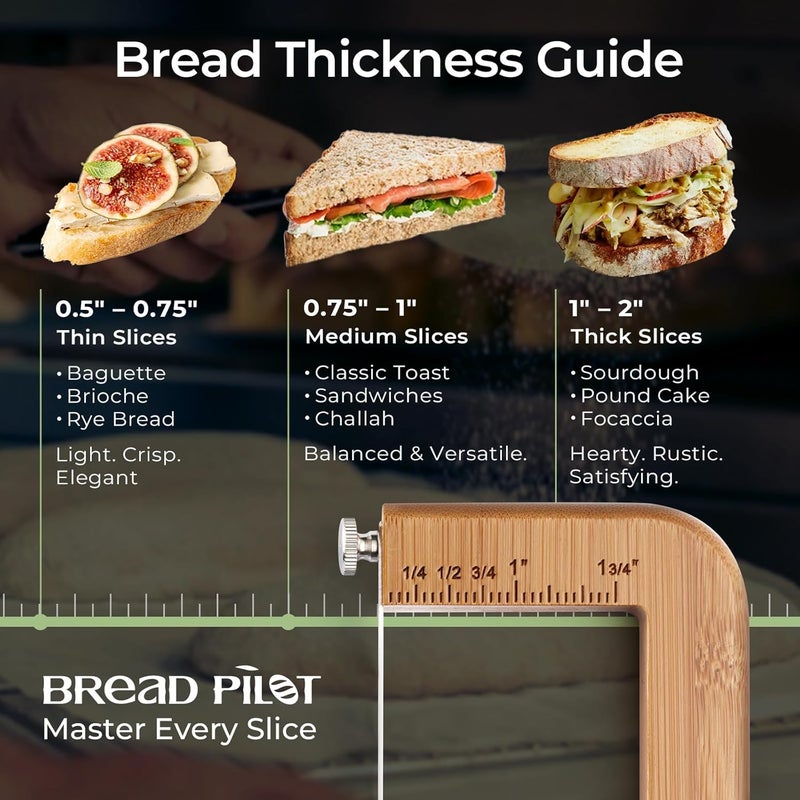 keechee Sourdough Bread Knife – Extra Large Bread Slicer for Homemade Bread with Thickness Guide & Stainless Steel Blade, Even Slice Cutter for Baguettes, Bagels, Gift for Bread Lovers (Standard) - Image 4